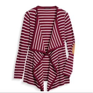 Staccato Burgundy Striped Elbow Patch Cardigan